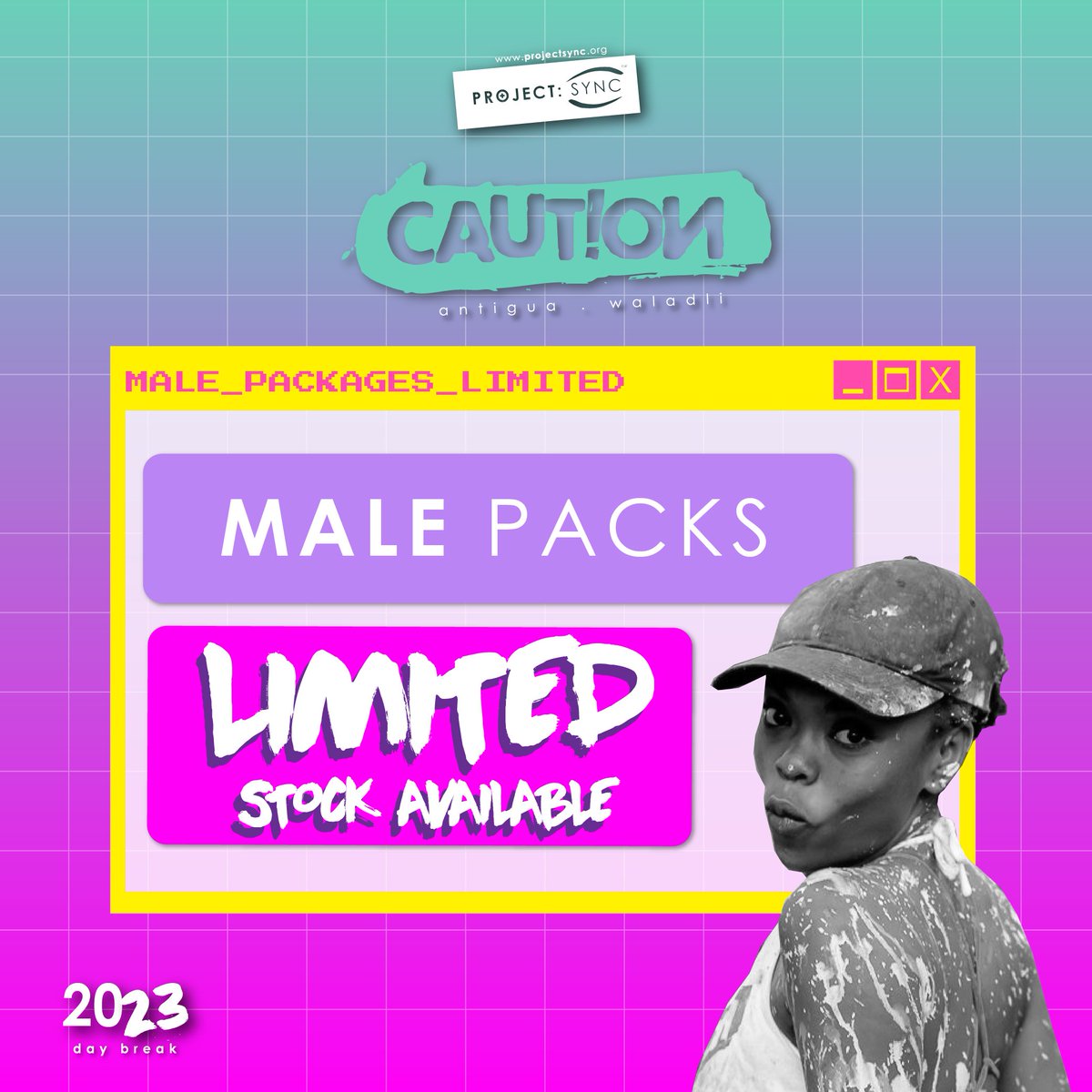 CautionExp's tweet photo. Male Packs Are Limited | #CautionDayBreak #AntiguaJouvert2023 https://t.co/29G62e1gjk