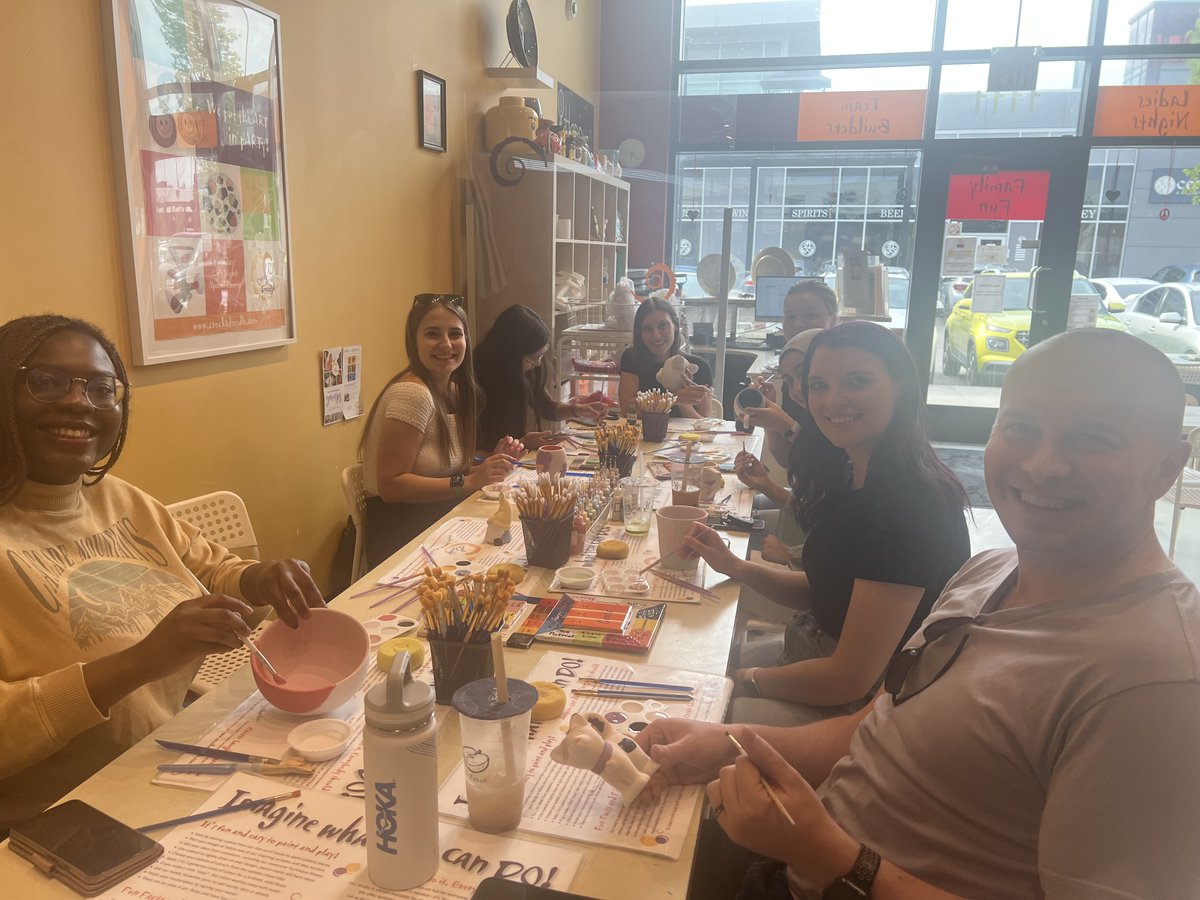 ChildResearchGr's tweet photo. Pottery painting night for the Language and Cognitive Development Lab! 🎨👩🏽‍🎨 @susan_a_graham https://t.co/CFtEGPmGdg