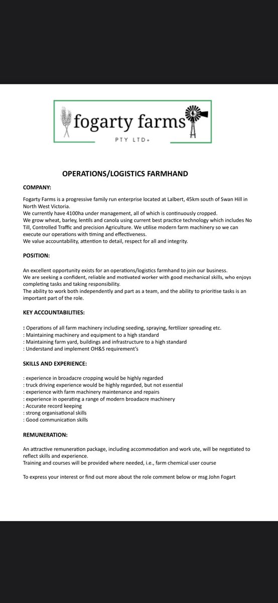 Hi all, I have a full time position available, see below for all the details!