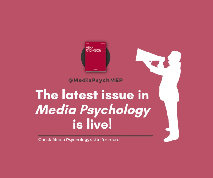 MediaPsychMEP's tweet photo. Two new articles just added online! Check out our newest publications here:
https://t.co/EeGfGTJOZM
https://t.co/eFH00NZNS3
#mediapsych ##AcademicTwitter #openscience https://t.co/pNr5utuv8Z