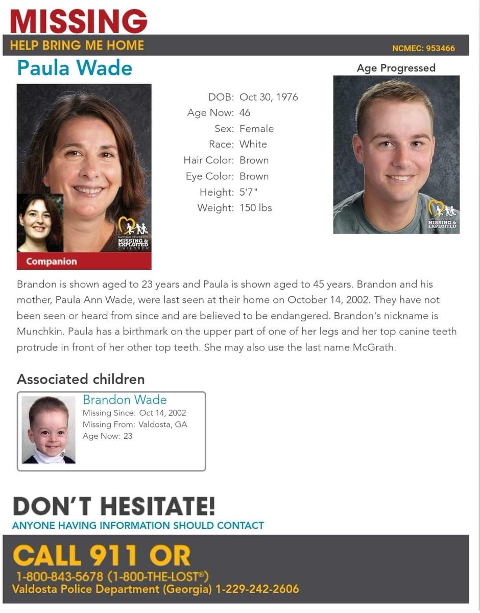 ❤️ Please Share ❤️ 
#PaulaWade & #BrandonWade  are #MISSING from #Valdosta #Georgia #MissingPosterMonday 
#MissingMonday 
#MissingPerson 
#FindPaulaAndBrandonWade