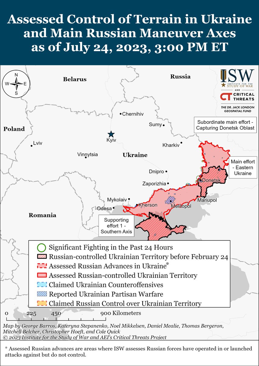 TheStudyofWar's tweet photo. NEW: Likely Ukrainian forces conducted a drone strike near the Russian Ministry of Defense building in #Moscow on July 24.

Likely Ukrainian forces also targeted Russian military assets in occupied #Crimea, temporarily disrupting Russian logistics through Crimea on July 24. https://t.co/mN7RksbSUV