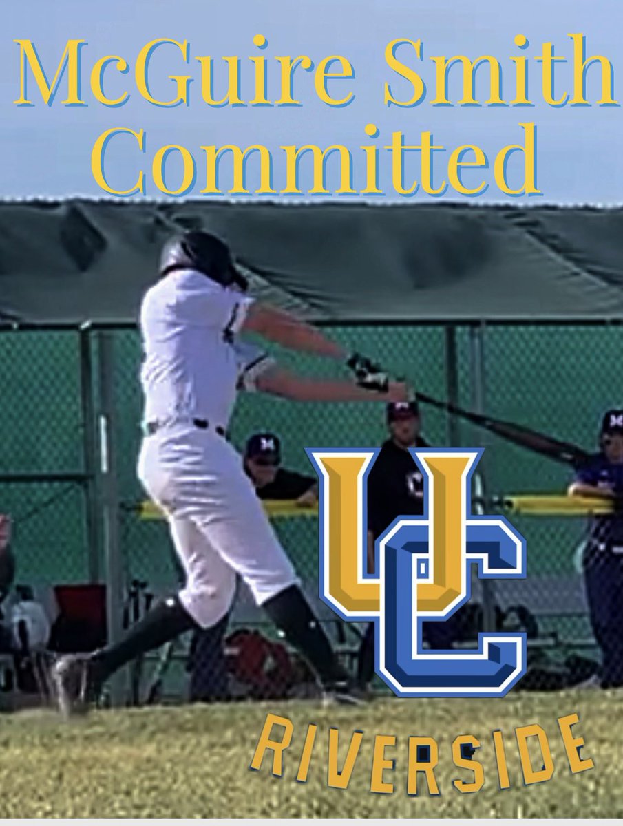 A huge congrats to McGuire Smith on committing to further his academic and baseball career at Division 1 UC Riverside. No one works harder and deserves this opportunity more!