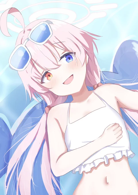 夏は水着っしょ!#暑いので水着絵で体温調節する #ブルーアーカイブ 