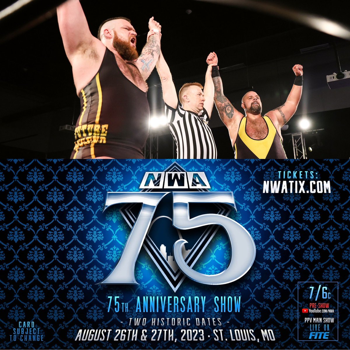 The Fixers are headed to NWA 75!
-Tickets at nwatix.com
-Stream on Fite! 

#NWA #NWAPowerrr #NWAUSA #NWAWrestling #CrockettCup #NWA75 #PowerrrTrip #NWAPowerrrTrip #NationalWrestlingAlliance #EMPOWERRR #PowerrrSurge