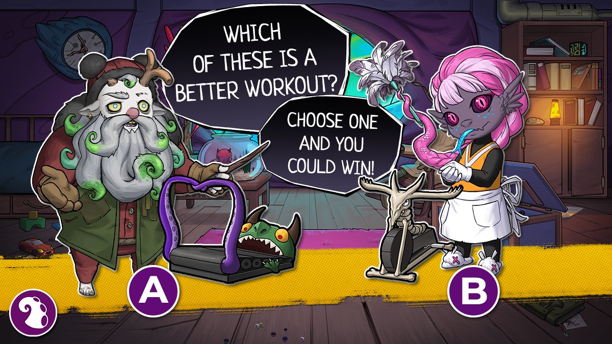 devikins_game's tweet photo. Cardio is very important in the Void.

Because how else are you gonna' outrun a deer that's looking at you like you're its next meal? 🦌

Pick one of these two workouts and you could have a chance to win a 41OA Mythic Dummykin - just leave your answer below! 👇

#devikins #gamefi https://t.co/DHyFyIOdM2