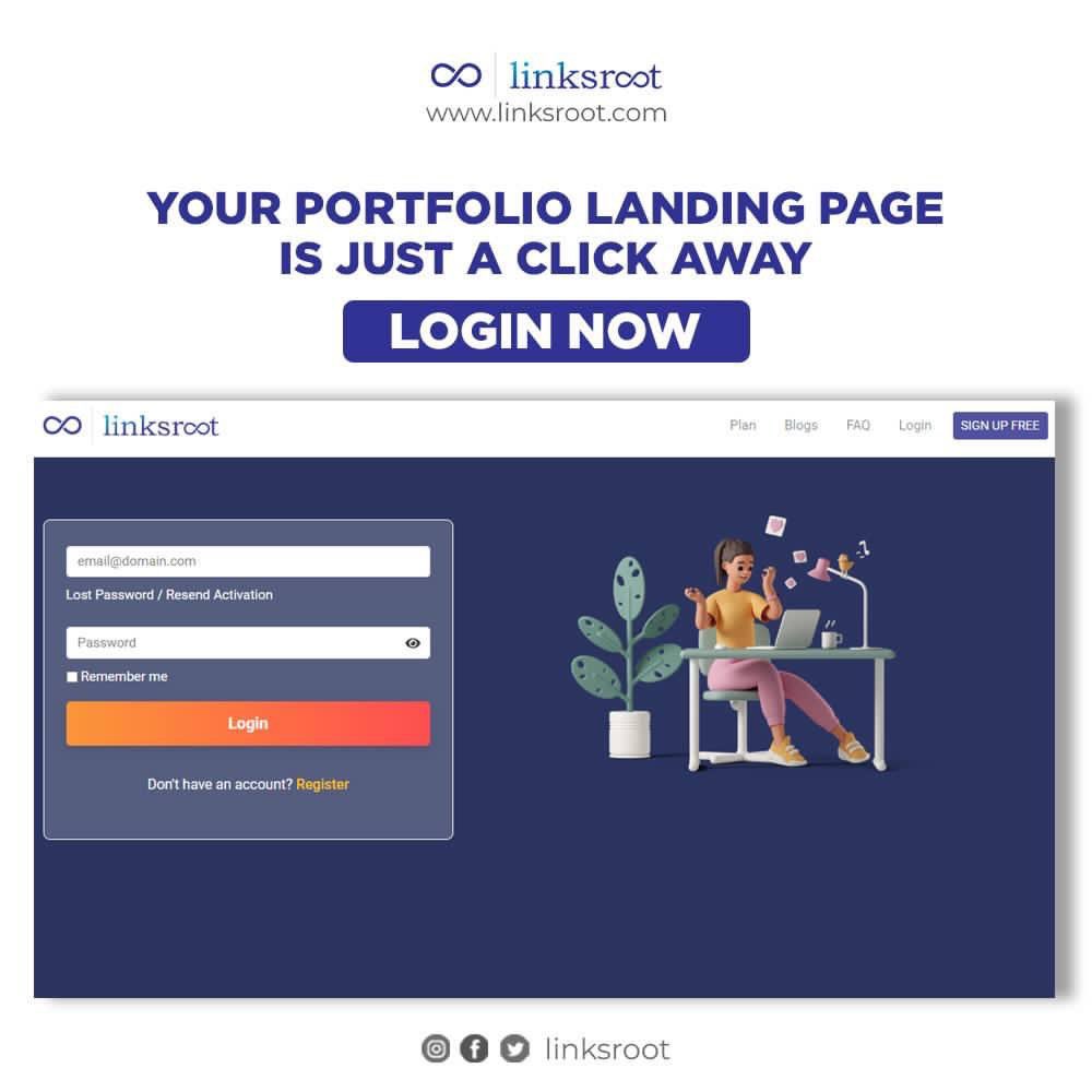 linksroot's tweet photo. Create your portfolio landing page and showcase your skills, services, products, and much more in moments.

For more, visit https://t.co/jQOPKbPQb0.

#linksroot #linkinbio #linkinbiotool #socialmediatools #freetools #socialmediafreetools #makeinindia #madeinindia #vocalforlocal #localseglobal #toolstagram #toolinstagram