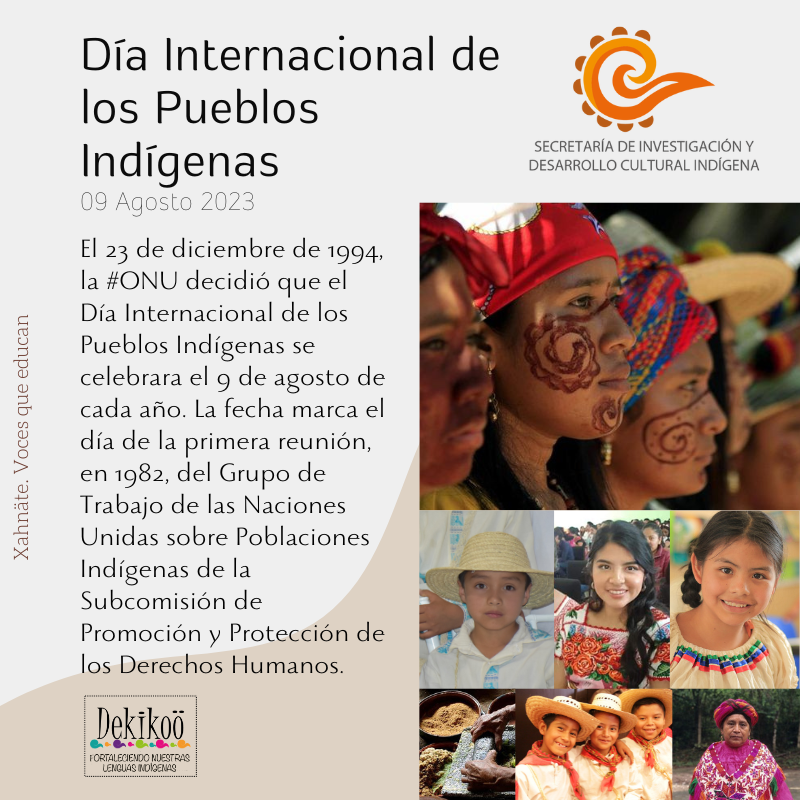 SNTEDUCINDIGENA's tweet photo. #Efeméride 𝗗í𝗮 𝗜𝗻𝘁𝗲𝗿𝗻𝗮𝗰𝗶𝗼𝗻𝗮𝗹 𝗱𝗲 𝗹𝗼𝘀 𝗣𝘂𝗲𝗯𝗹𝗼𝘀 𝗜𝗻𝗱í𝗴𝗲𝗻𝗮𝘀  𝟬𝟵 Agosto 𝟮𝟬𝟮3

#LenguasIndígenas #MéxicoIndígena #TerceraRaíz #MiEducaciónMiDerecho #DecenioInternacionalDeLasLenguasIndígenas #ElSaberEsConocimientoIndígena #MéxicoAfrodescendiente https://t.co/VrYBGGOKFc