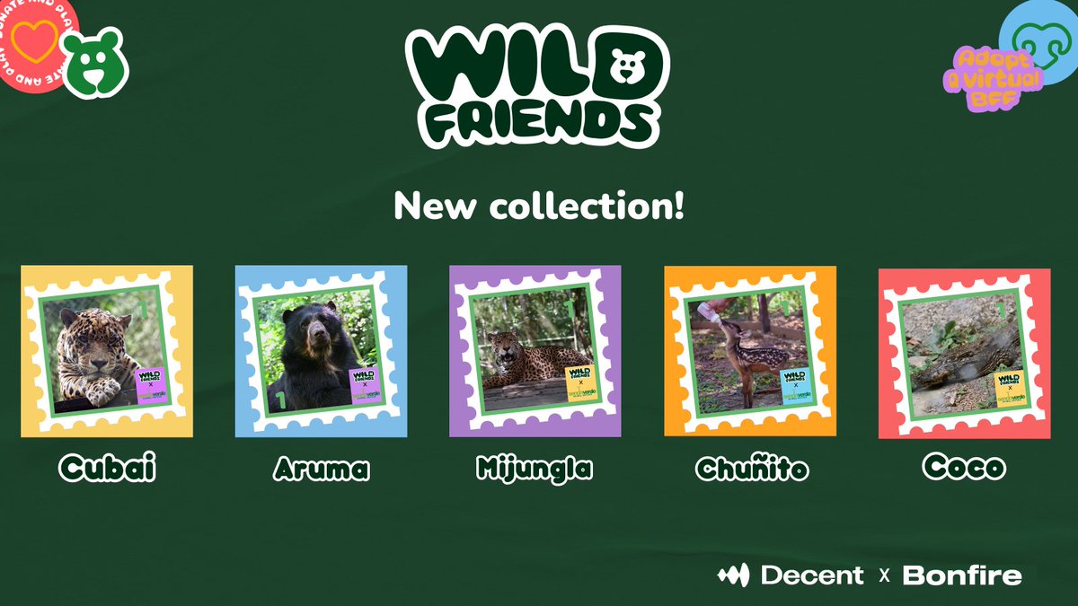 New collection just dropped to sponsor our wild friends at Senda Verde!🐻💚

But that's not all! Our site has a fresh new look + now you can purchase NFTs with one click regardless of which chain you're in thanks to @decentxyz and <a href="/bonfire_tweets/">Bonfire</a> 

Support and access our alpha👇