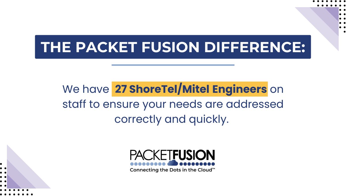 PacketFusion's tweet image. Looking for better Mitel / ShoreTel support? Face it, when you have communication technology issues, business grinds to a HALT. 

That’s why we staff significant numbers of certified engineers.

Let’s talk!
bit.ly/43jPKX7 

#PacketFusion #DataCenterSolutions #SASE