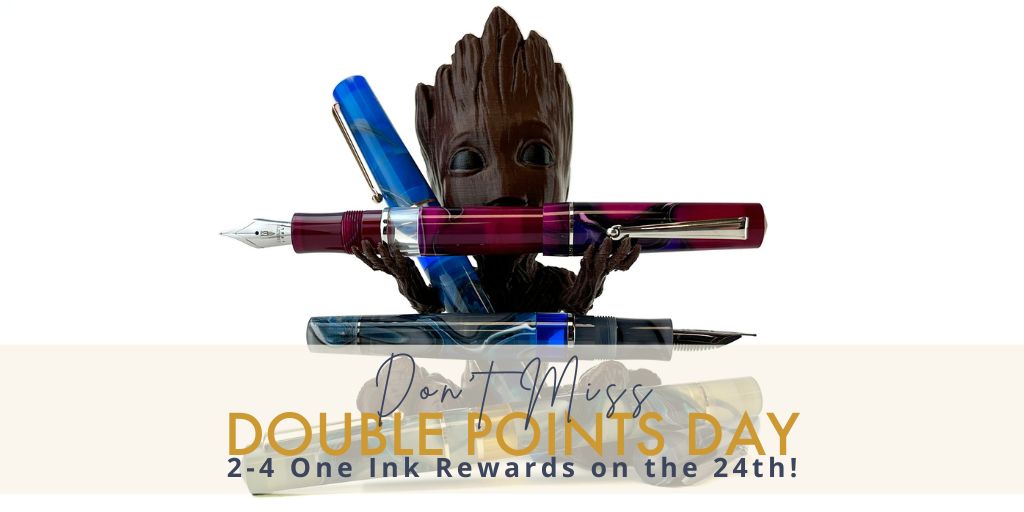 PenChalet's tweet photo. It's the 24th! You know what that means...it's 2-for-1 Rewards Day! Don't miss your chance to make the most of your #ink rewards. // Featuring Delta Duna fountain pens. // Get all the details on the Rewards Program at https://t.co/0FyTShhIYi #fountainpen #DeltaPens #DeltaDuna https://t.co/gq8l21emyw