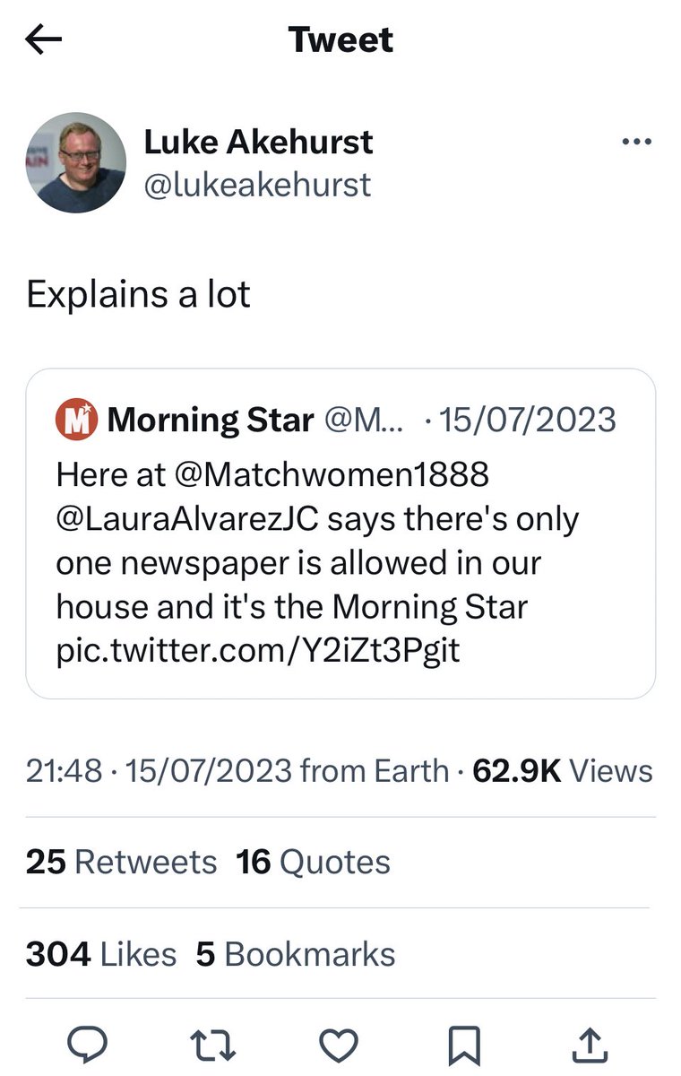 LouiseRawAuthor's tweet photo. While we were all enjoying #Matchfest23 last Saturday with Jeremy Corbyns, his fabulous wife Laura &amp; all our superb speakers &amp; musicians, Luke Akehurst was sat at home bitterly following the feed.
And within ONE MINUTE of this tweet, he went off.
#Sad🤣 https://t.co/rjE3te6tXg