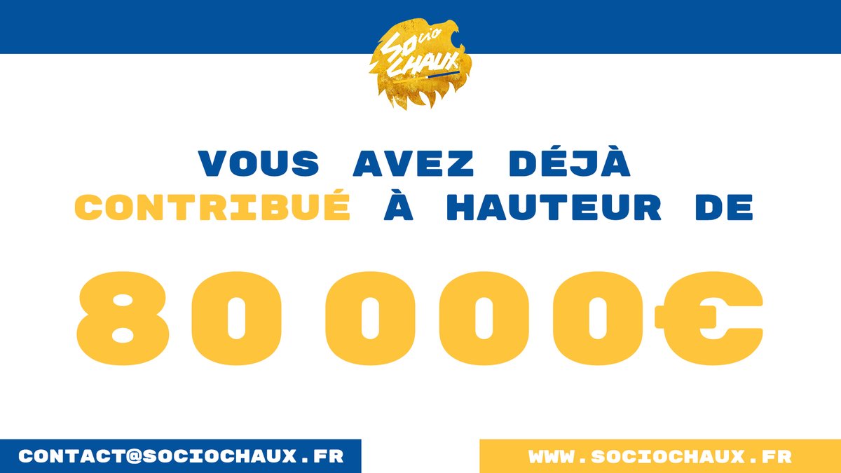 C'est INCROYABLE !!🤩 Plus de 80.000€ ont été levée par @sociochaux_asso ! Nous sommes tous autant concernés par l'avenir de notre club et on fera tout notre possible ! 🟡🔵 Ensemble et pour toujours ALLEZ SOCHAUX ! 🟡🔵 helloasso.com/associations/s…