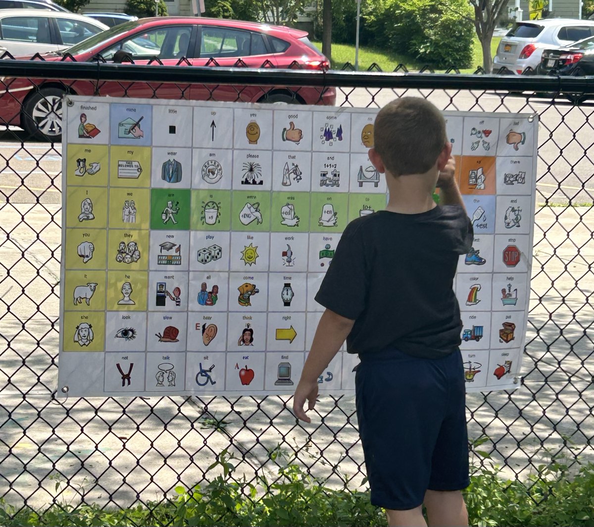 @ICSDPreK Summer students discovering the new communication board on the playground. Thank you @FallCreekES @SarahGregorySLP for creating such an inclusive school community ...encouraging communication and connection for all children! #inclusion #icsdprek #teamicsd
