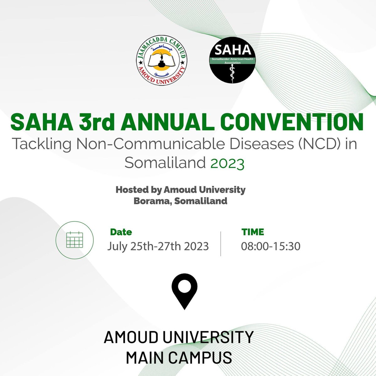 AmoudUniversity's tweet photo. Amoud University is placed to host the Saha 3rd Annual Convention, 25th-27th July, 2023, at Amoud University main Campus.

#Saha_3rd_Annual_Convention_at_Amoud_Uinversity_2023 https://t.co/jZJomUtrL9