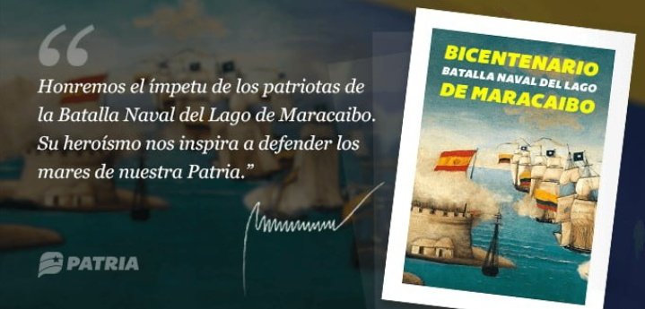 #24Jul 

 🇻🇪 #BatallaNaval200
Llegando bono
Bicentenario de la Batalla Naval del Lago de Maracaibo.
@Lagocha_14
 @Idalia50M 
@Heroe_5 
@pelusat647 
@Clauditavolvio 
@TuiteraCarol 
@yesenialeons 
@vejarami81 
@MaianaNoguera 
@amoreidaniajose