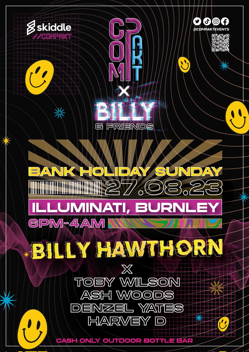 compaktevents's tweet photo. And we are back!

Teaming up with our resident DJ to bring you his brand. Compakt X Billy &amp; Friends!

Some great popular local DJs on to spin those decks. 🔥

Tickets on sale now! https://t.co/Cw3IIb6C6A https://t.co/dTlZs49Jc3
