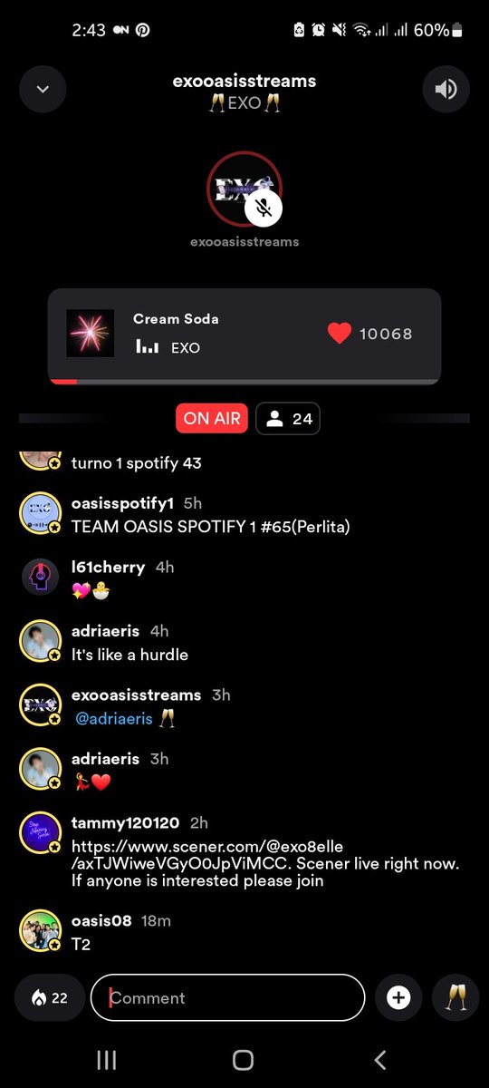 eri_XO9's tweet photo. @OasisRSV Spotify 8
Turno 2

EXIST WITH EXO         

#EXO_CreamSodaMV 
#StreamEXISTbyEXO 
#크림소다_들었소다 
#EXO_EXIST 
#EXO_CreamSoda 
#EXO #엑소

@weareoneEXO https://t.co/O9rpabudSn