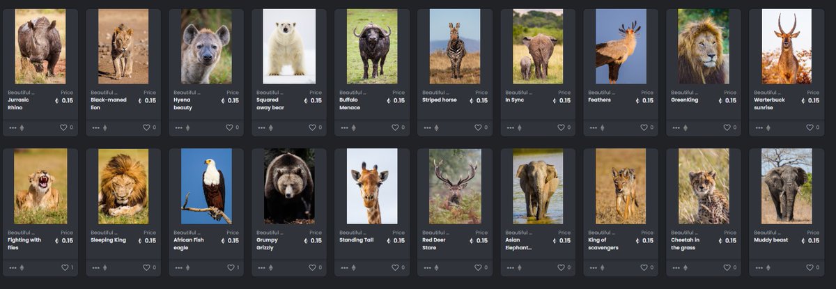 #NFT series of "beautiful beasties" is available.

One-off editions from only 0.075ETH each

Locations: Various

Click here: opensea.io/collection/bea…

#NFTCommunity #rarible #NFTcollectors #NFTdrop #nftphotography #digitalart #NFTs #OpenSeaNFT  #NFTshare #wildlife #photography