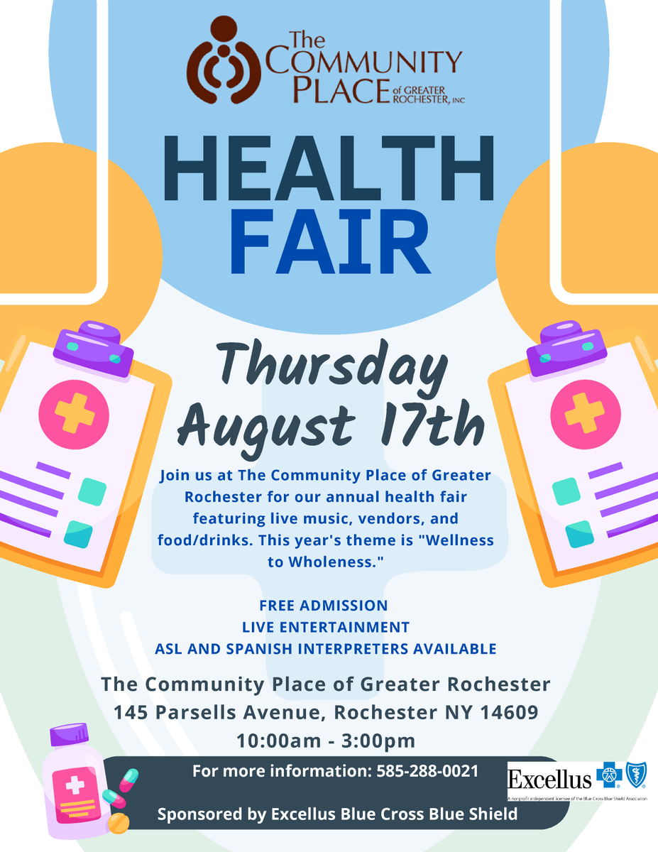 CommPlaceGR's tweet image. The Community Place Health Fair
Save The Date!
Thursday August 17th
from 10 AM to 3 PM
145 Parsells Ave

Wellness to Wholeness!