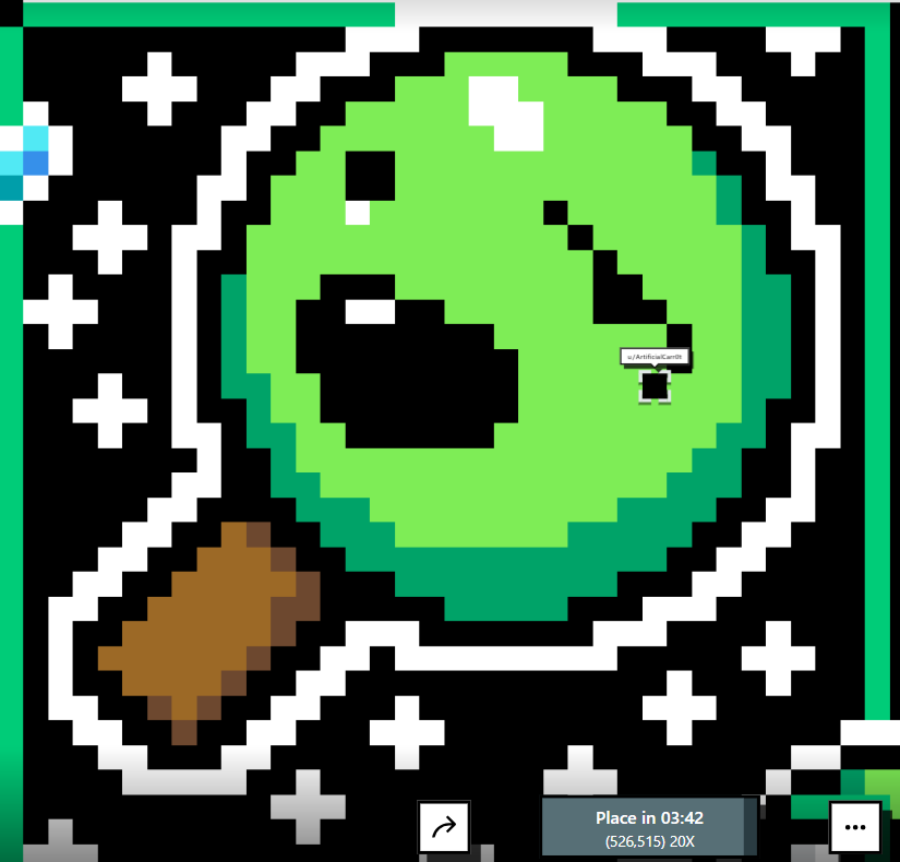 techheadGodturn's tweet photo. HELO ME PUT SUNGLASSES ON R/PLACE SLIMECICLE https://t.co/CyROSE1Lfk