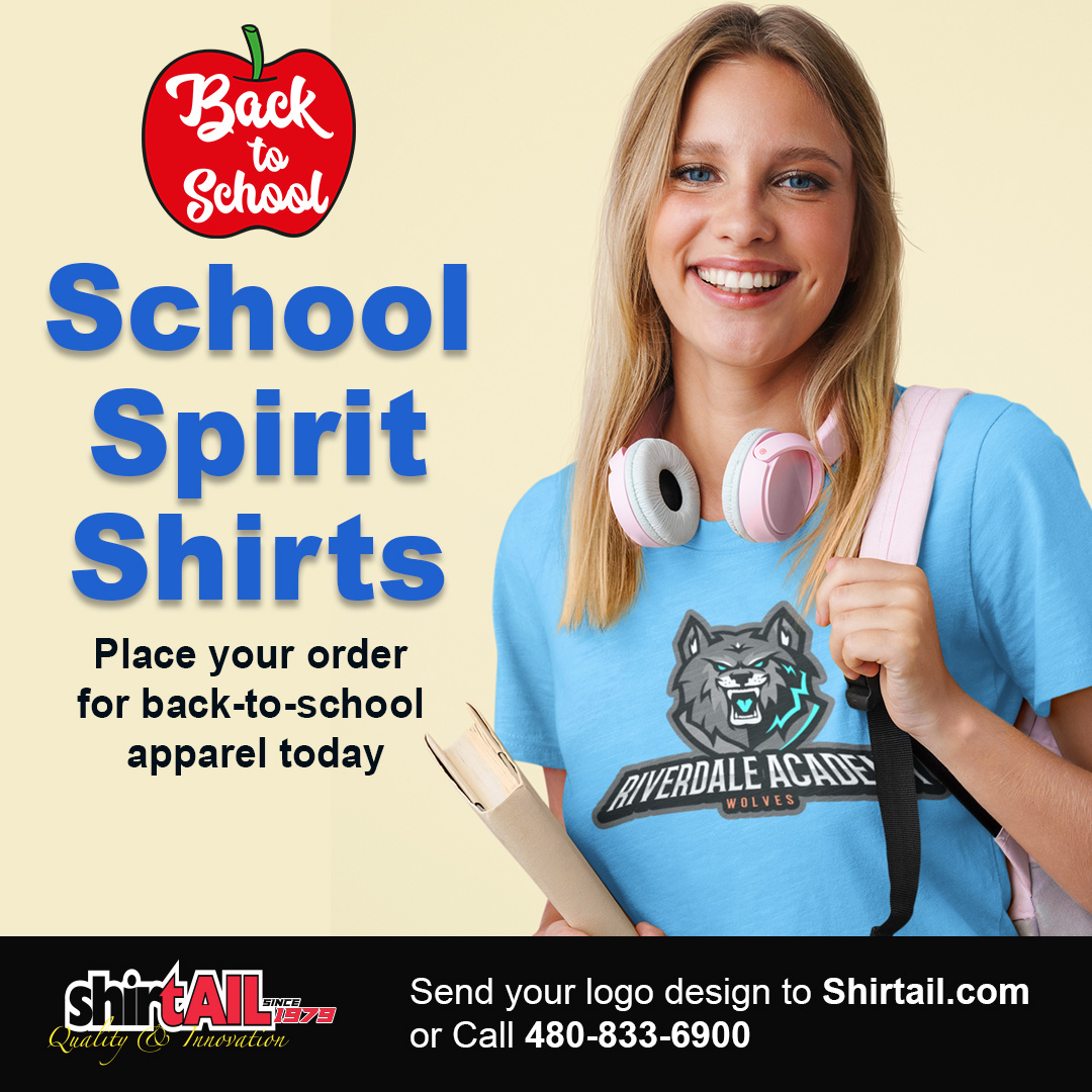 Whether you’re a student, parent, teacher, etc… we’ve got you covered! Order your back-to-school + spirit wear orders NOW!

Call: Toll Free: 877-447-8245
shirtail.com

#SchoolSpiritShirts
#TeamPride
#SpiritWear
#ShowYourColors
#SchoolPride
#BackToSchoolPrints
