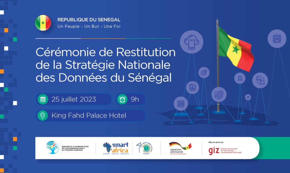 mtngouvsn's tweet photo. 🔵Stratégie des Données 🇸🇳

Le #MCTEN dévoile la stratégie nationale de données du #Senegal.  En collaboration avec @RealSmartAfrica et la @giz_gmbh , la restitution vient clôturer un processus inclusif mené depuis le mois de mars avec toutes les parties prenantes. 

@MaitreMBT https://t.co/56x79gBvQt