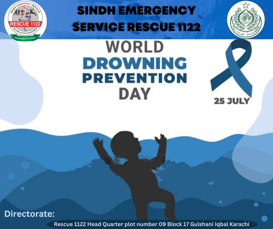 SindhRescue1122's tweet photo. " *Anyone can drown, no one should"* 
On this important day, we join hands to raise awareness about the global issue of drowning and work together to prevent this tragic loss of life. 
 *Dr:Abid Jalaluddin Shaikh Director Sindh Emergency Service Rescue 122 Government of Sindh* https://t.co/8iB4xXIJIj