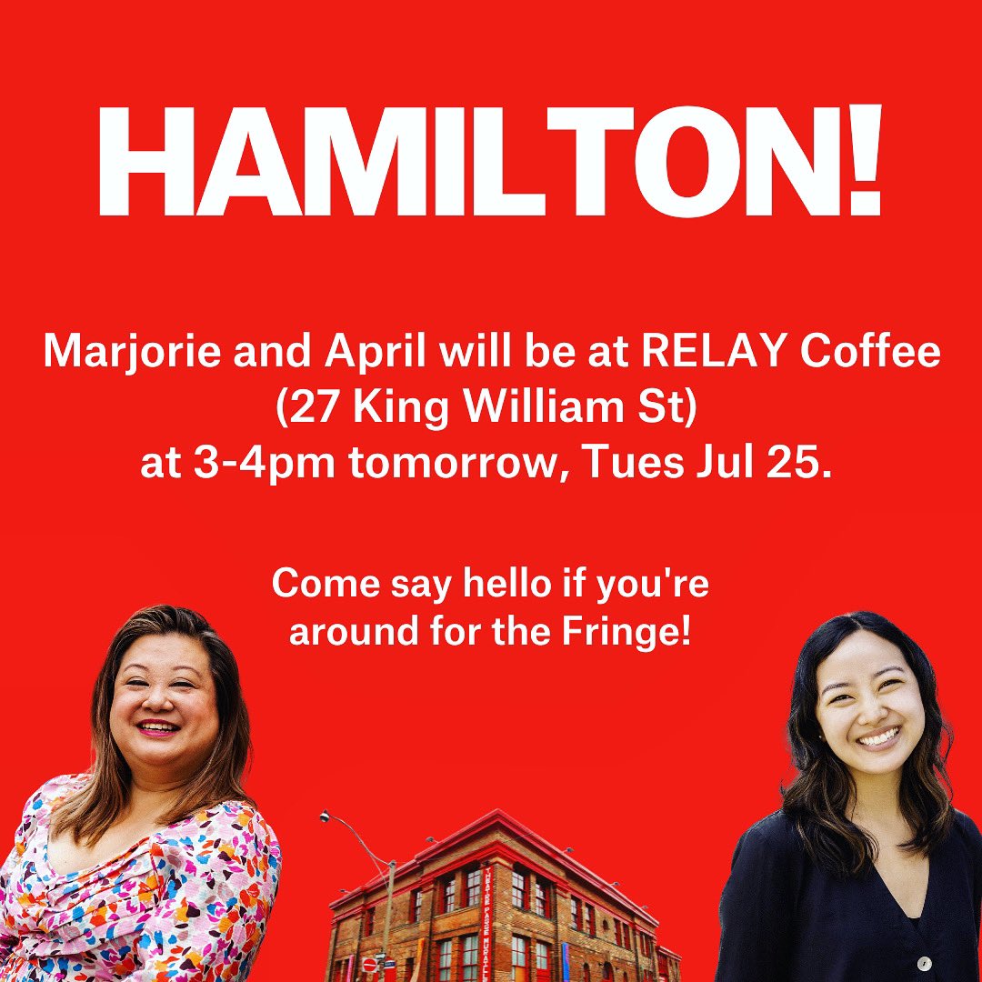 Attn: <a href="/HamFringeHFTco/">HFTco</a> #HamOntFringe #HFTco artists! Our AD @magicalmudge &amp; Artistic Associate <a href="/Aprillx/">April S. Leung</a> will be at <a href="/RelayCoffee/">RELAY COFFEE</a> tomorrow July 25 from 3-4 PM! Come and say hello if you are around!