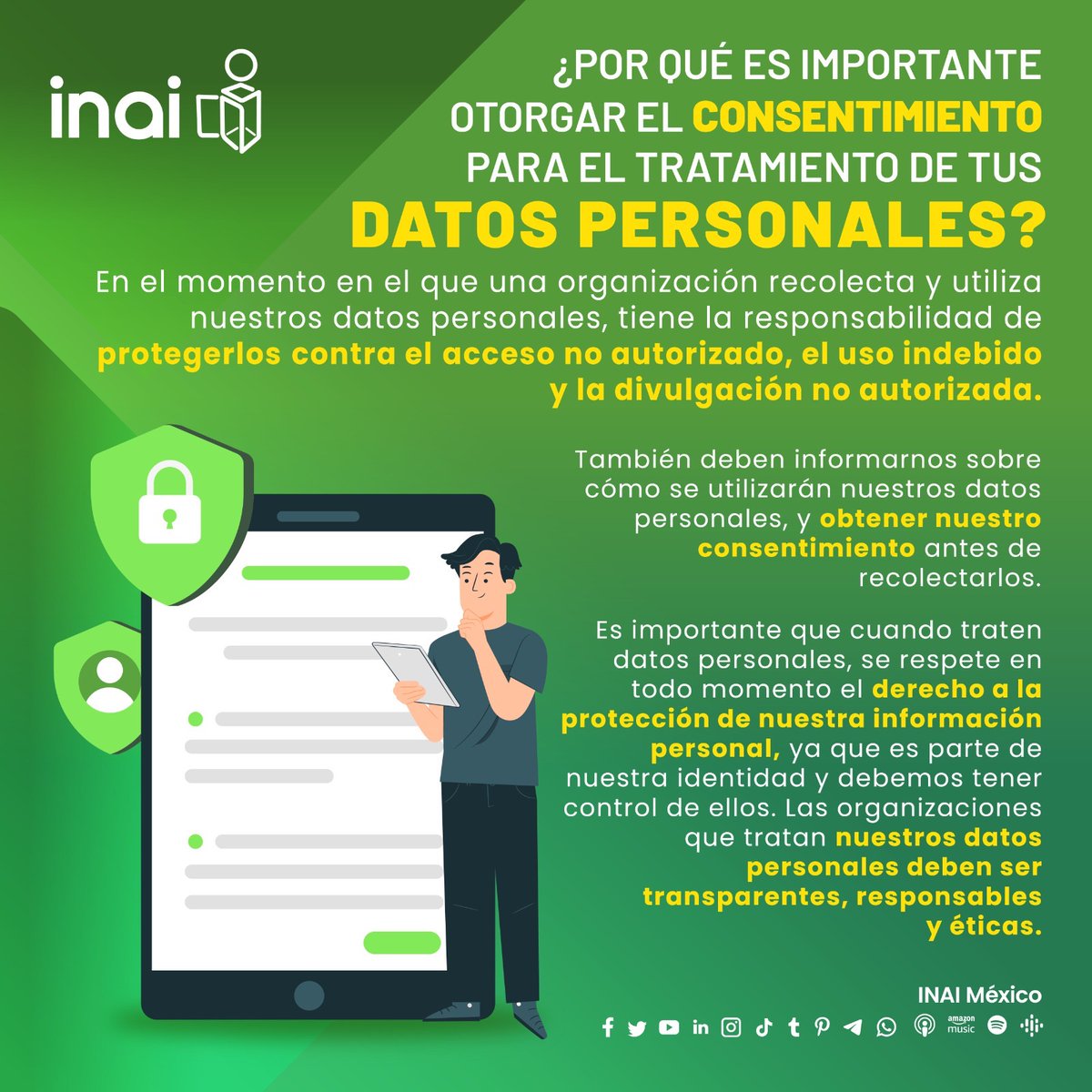 INAImexico's tweet photo. ❃ Al otorgar el consentimiento para el tratamiento de tus #DatosPersonales, la organización que los recolecta o utiliza está obligada a protegerlos contra accesos no autorizados, uso o divulgación indebida, e informarte sobre cómo se utilizarán.
#ElINAISirveAMéxico https://t.co/zbOPjfZqW3