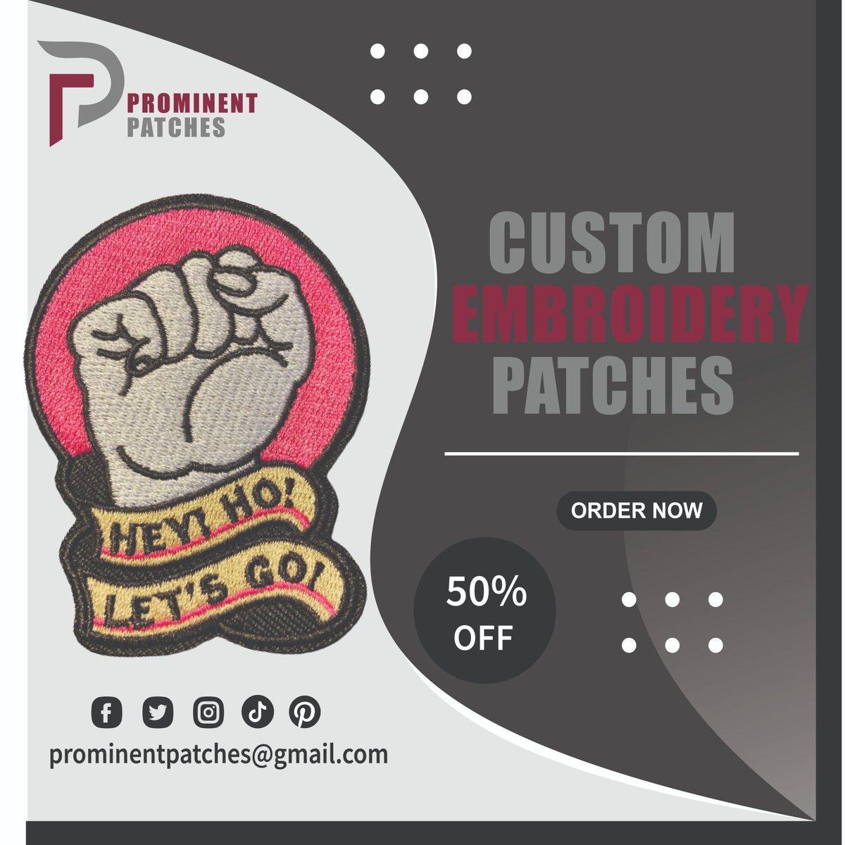 prominentPatch's tweet image. We offer high quality custom embroidery patches services that are free to design. We offer free shipping and a 100% satisfaction guarantee.
📷 1st Time Order Free OFF cost📷
📷prominentpatches@gmail.com
#patchesdigitizing #patch #patches #patchwork #patchescustom #patchesandpins