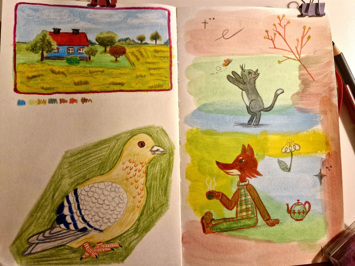 Some doodles 🦊🐈‍⬛🐦‍⬛

#sketchbook #doodle #sketch #kidlitart #artistsontwitter