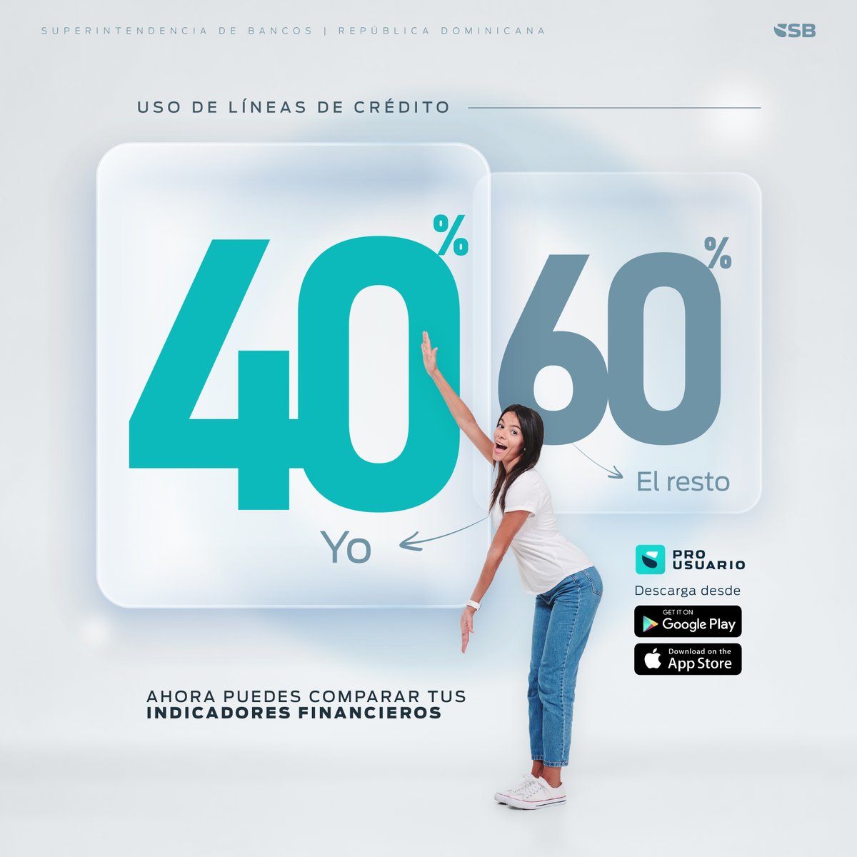 ProUsuarioRD's tweet photo. Con ProUsuario Digital ya sabes cómo está tu calificación de crédito. ¡Ahora también puedes saber dónde estás parado/a con relación a tu grupo demográfico! Esta nueva función te va a encantar. 😎

Te presentamos el Comparativo de indicadores, una herramienta que te permite comparar tus indicadores financieros con los de otros usuarios y usuarias que tienen características similares a las tuyas. ¿Cuáles datos podrás comparar?

•Total adeudado vs otros.
•Uso de líneas de crédito vs otros.
•Cantidad de créditos vs otros.
•Cantidad de entidades vs otros.
•Distribución de calificaciones vs otros
•Crédito más antiguo vs otros.
•Tasa de interés promedio vs otros.
•Variación de deuda y morosidad vs otros.

Si ya tienes ProUsuario Digital apresúrate en estrenar esta nueva función y, si no, ¿qué esperas para hacer la descarga? ¡Busca la app en Google Play y App Store!

#ProUsuarioDigital #NivelExperto #NivelProUsuario