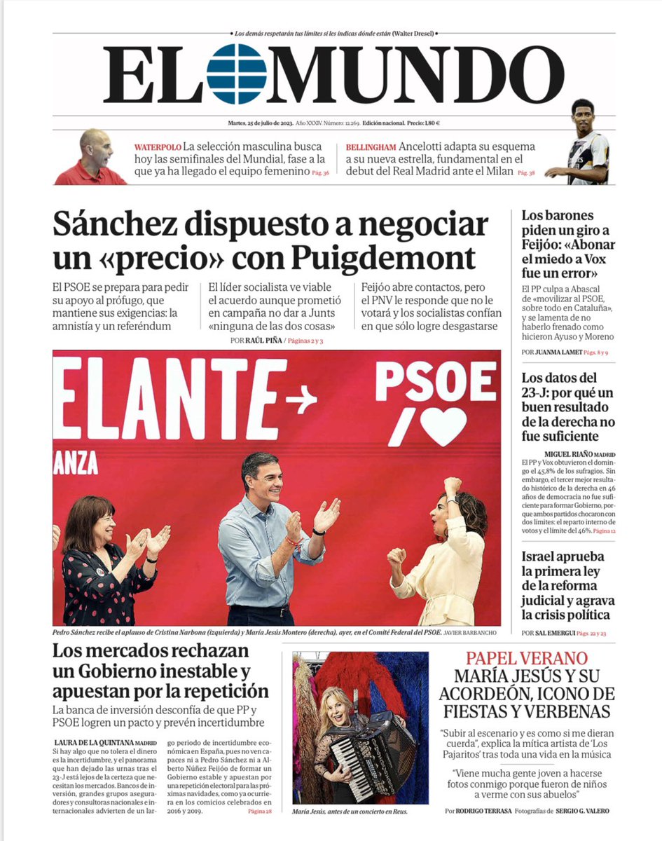 📰 Portada de EL MUNDO del 25 de julio

Ya disponible en Orbyt y en la edición digital con la mejor información