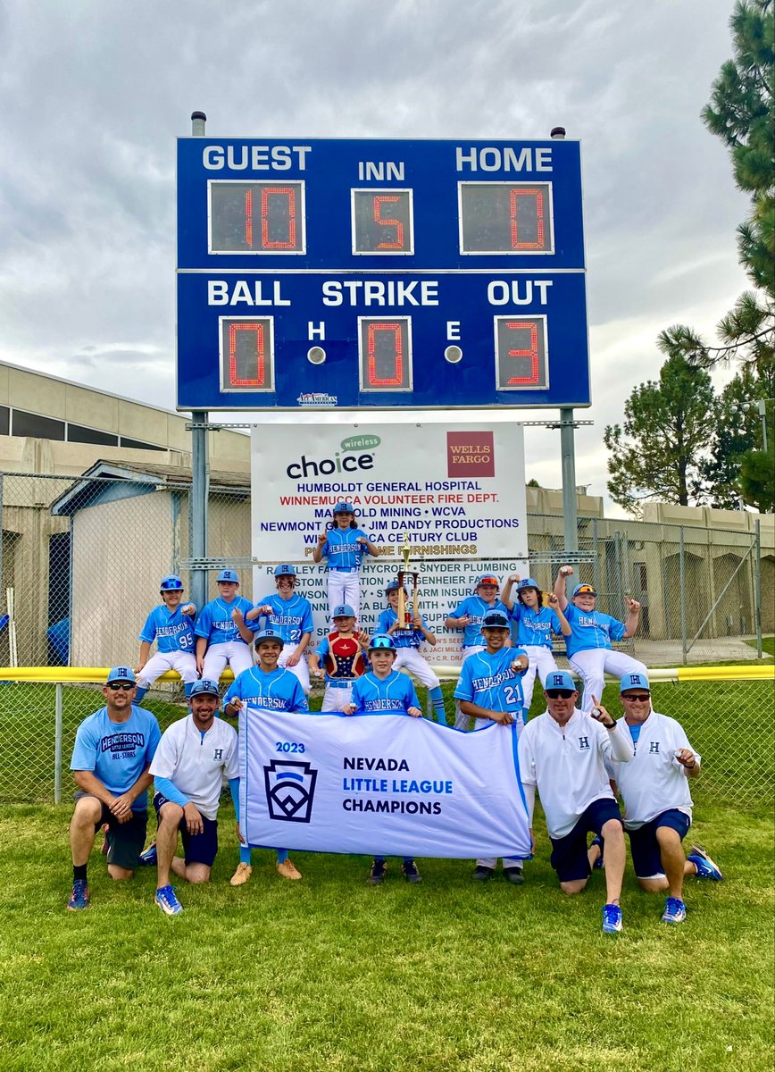 cityofhenderson's tweet photo. Congrats to the 2023 Nevada State Little League Baseball Champs, Henderson Nevada Little League!🥇

Let's wish them luck as they move on to Regionals to clinch a spot in the @LittleLeague World Series!! ⚾️ https://t.co/TugT7SINcT