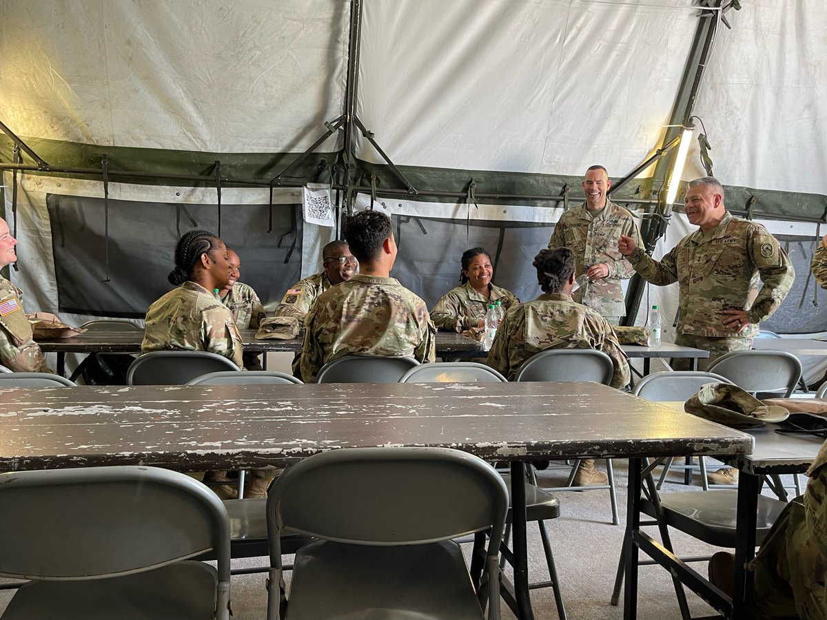 ARMYSOUTH's tweet photo. Maj. Gen. Javier A. Reina, DG for Mob. and Reserve Affairs for #SOUTHCOM, and his SEL Sgt. Maj. John Salazar, toured #TW23 sites in #GUYANA over the weekend. Guard and Reserves make up two thirds of #TW23 participants and 52% of U.S. Forces #ARNG, #ANG, #USAR, #USAFR, #NGB https://t.co/H55lz3CvXm
