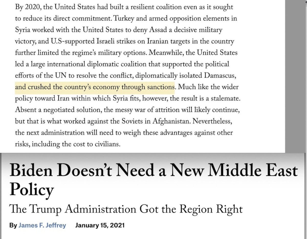 aaronjmate's tweet photo. The US is militarily occupying 1/3 Syria, depriving it of its own oil and wheat, while meanwhile imposing sanctions that, as senior US officials admit, have prevented reconstruction, “crushed” the economy, and “exacerbated fuel and food shortages.” https://t.co/dldeVwN3Bu