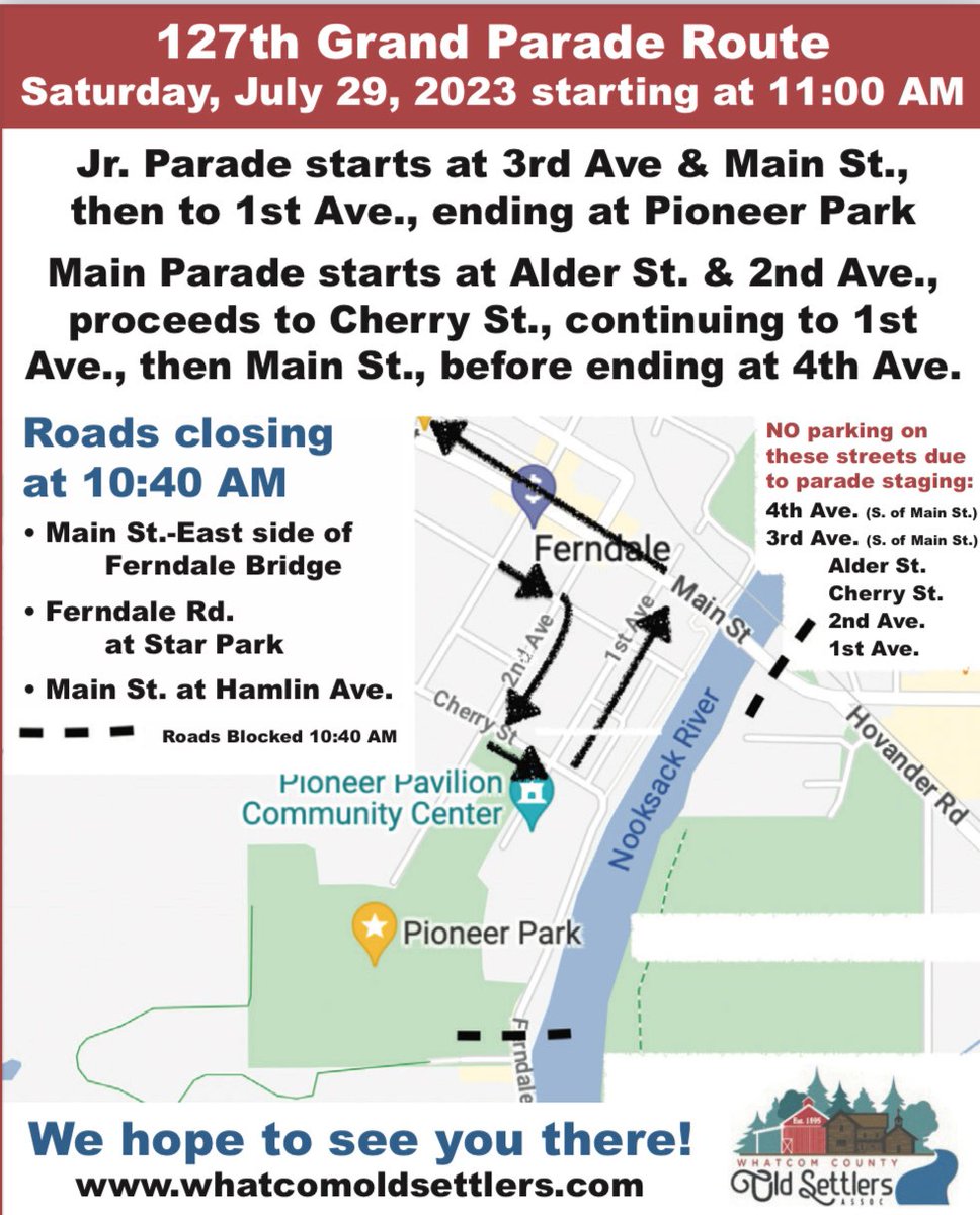 The Whatcom Old Settlers 127th "Pioneer Days" is THIS WEEKEND including the Junior and Grand parades on Saturday! Here's all the details, come out and enjoy this great community celebration!