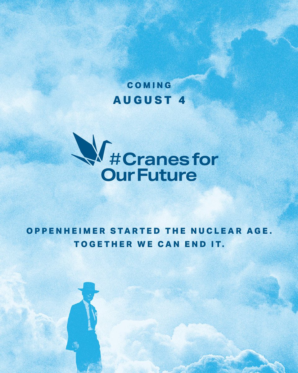 Before he built the bomb, #Oppenheimer lived in a world without nuclear weapons. With your help, we can demand a return to a nuclear weapons-free world. Show your support for a more peaceful future this Aug. 4-9 with #CranesForOurFuture 

👉 bit.ly/44EE8iH