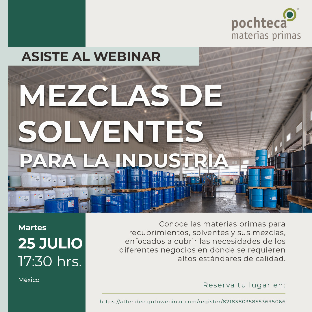 corp_pochteca's tweet photo. Te esperamos el día de mañana a las 17:30 horas, en nuestro webinar “Mezclas de solventes para la industria”. Aún puedes registrarte ➡ https://t.co/rAMPvwq24S https://t.co/dXP4c6r4Xr