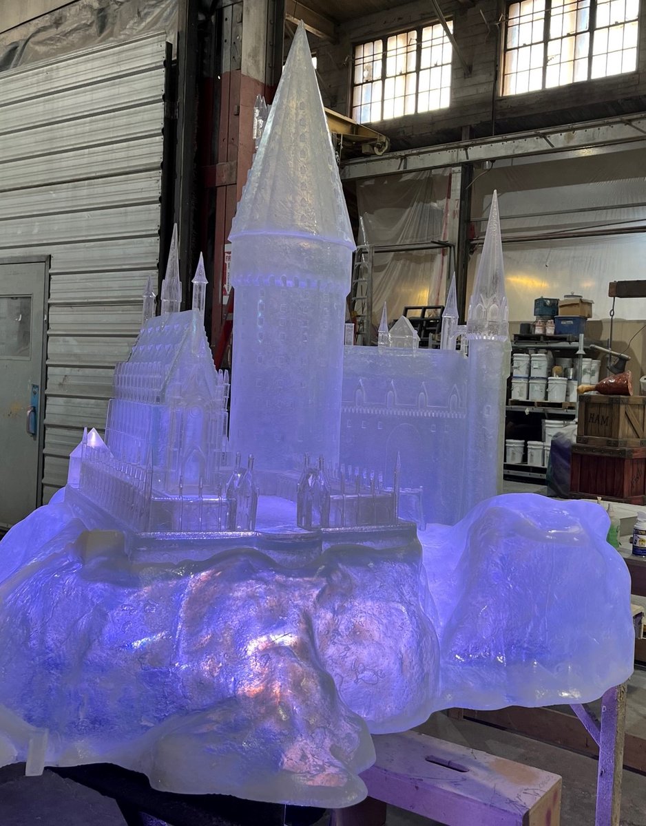 FDSceneChanges's tweet photo. It's Movie Monday! Although it wasn't for the actual movie, here is a peak at the "Ice Castle Sculpture" F&amp;D did for a Harry Potter experience made entirely of translucent epoxy and to be flooded with light. It really was a magical piece. 

#fdscenechanges #IATSE #Epoxy https://t.co/Nt6rNUPF3a