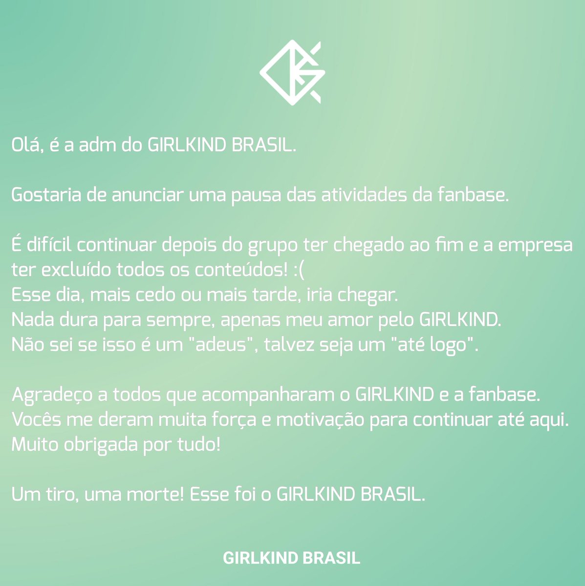 [🚨] Gostaria de anunciar uma pausa das atividades da fanbase.

Muito obrigada por tudo!

#GIRLKIND #걸카인드 #XEHEUN #JK #MEDICJIN #ELLYN