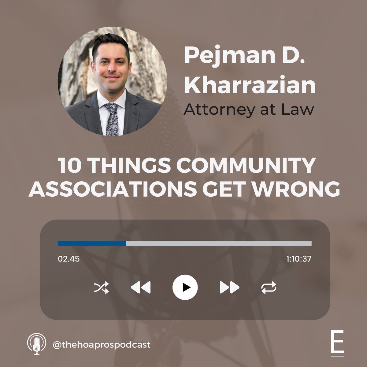 EpstenAPC's tweet image. Don’t miss #EpstenAPC #attorney Pejman D. Kharrazian recent participation on @thehoaprospodcast where he discussed the “10 Things Community Associations Get Wrong!”

Listen in: podcasts.apple.com/us/podcast/the…

Read article: epsten.com/10-things-comm…