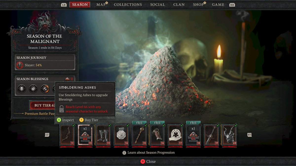 VictorELowe's tweet photo. @morcly120 @PezRadar You can see here how many ashes i have tier completed, having redeemed the 20 skips from my included accelerated pass from ultimate exidion.   i have only been able to claim the first 2 since they are LEVEL GATED and there's a helluva lot more than 20 past that i've unlocked. https://t.co/rhaC9XkaEC