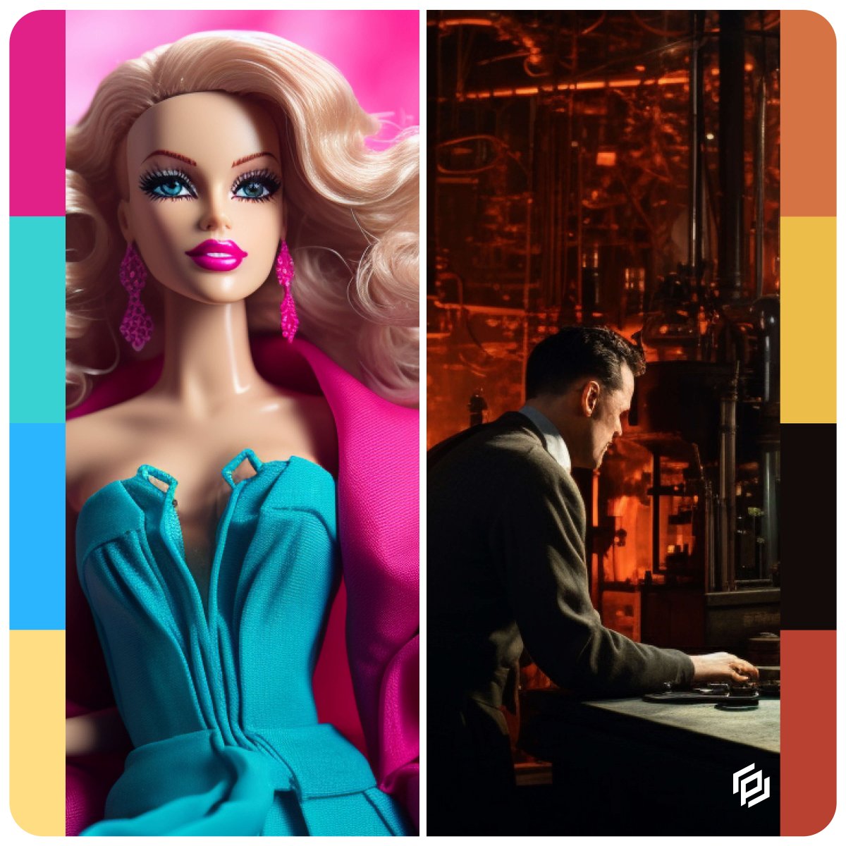 perception_io's tweet photo. Get your Barbenheimer inspiration with Perception! Create new designs and explore palettes based on this weekend’s box office hits at https://t.co/pIDWlwYbi0.  

#languageofdesign #ai #generativeai #creativeinspiration #Barbie #Oppenheimer #Barbenheimer https://t.co/Bkq74jDfbl