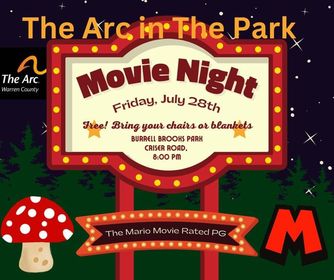 WarrenCoalition's tweet image. Our #WeCUWC partners at The Arc of Warren County are bringing a free movie night to town this Friday! Come join them for a great time with family and friends!