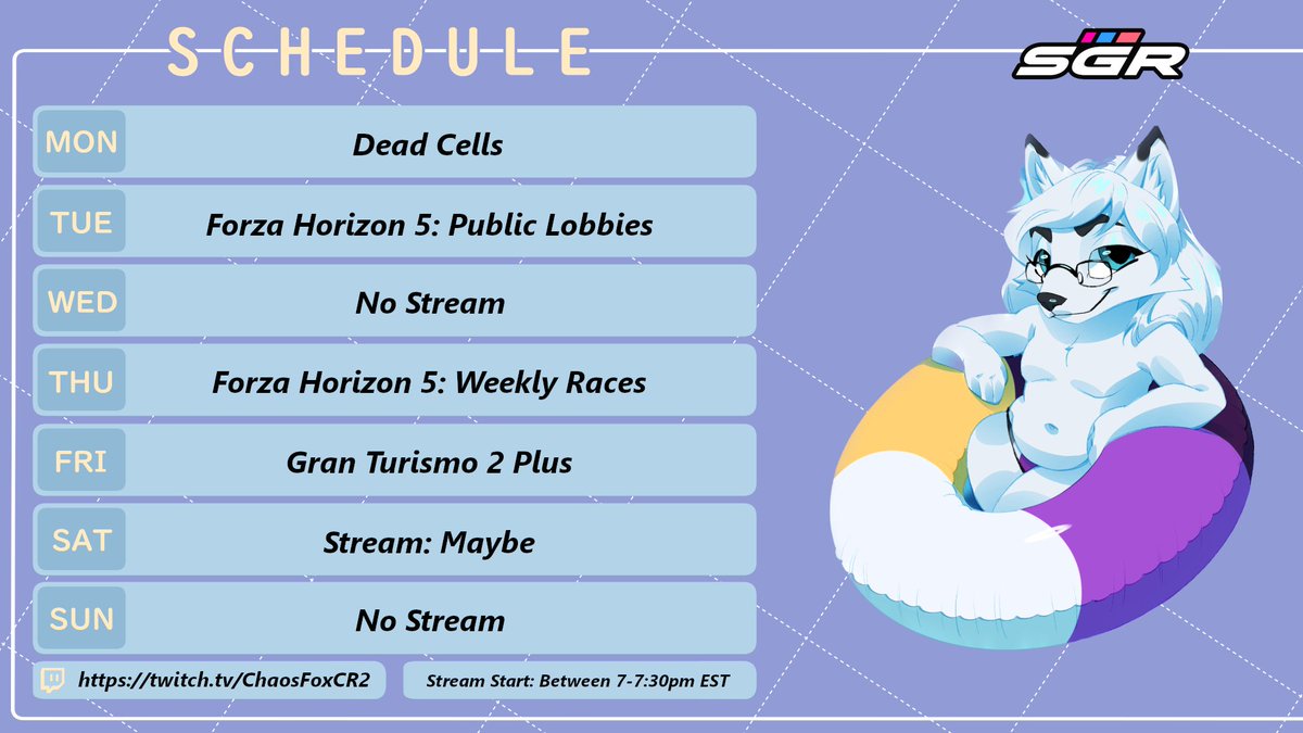 stream schedule for the week!