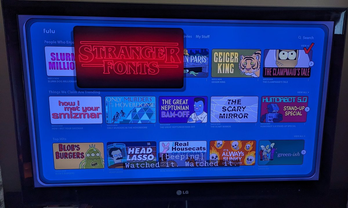 SaraIsPearlAt32's tweet photo. Branigan, begin again! #Futurama Stranger Fonts YES! https://t.co/pJjBR8EP7D