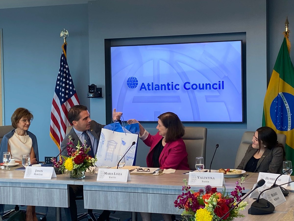 ACLatAm's tweet photo. We were delighted to host the new Ambassador of Brazil to the United States, Maria Luiza Viotti, at the @AtlanticCouncil this morning. We look forward to working with Ambassador Viotti and continuing to promote stronger ties between Brazil and the US. ๐ง๐ท ๐บ๐ธ @BrazilinUSA #ACBrazil https://t.co/ZWx8tce75R