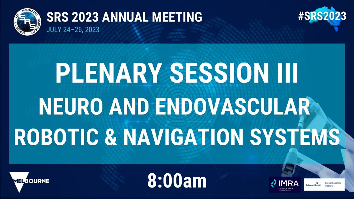 Society of Robotic Surgery | SRS (@socroboticsurg) on Twitter photo Don't miss Plenary III Session - Neuro and Endovascular Robotic and Navigation Systems, starting in 5 minutes in the plenary 3 area! #SRS2023 #roboticsurgery <a href="/vipulpatelmd/">Vipul Patel, MD</a> Don't miss Plenary III Session - Neuro and Endovascular Robotic and Navigation Systems, starting in 5 minutes in the plenary 3 area! #SRS2023 #roboticsurgery <a href="/vipulpatelmd/">Vipul Patel, MD</a>
